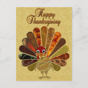Colorful Happy Thanksgiving Turkije Feestdagenkaart