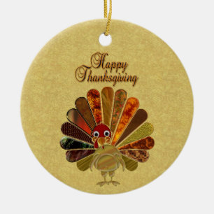 Colorful Happy Thanksgiving Turkije Keramisch Ornament