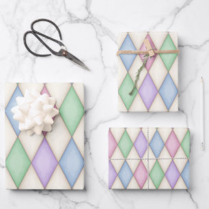 Colorful Harlequin Check Medieval Fairytale Inpakpapier Vel