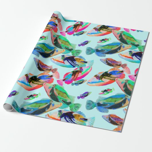 Colorful Hawaii State Fish Wrapping Paper Cadeaupapier (Uitgerold)