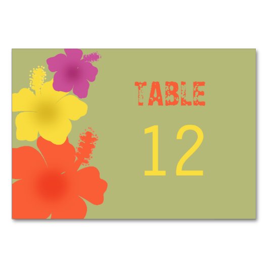 Colorful Hawaiian Hibiscus Wedding Table Kaart (Voorkant)