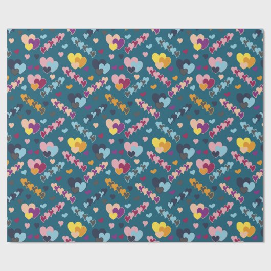 Colorful Heart Patroon Cadeaupapier (Vlak)