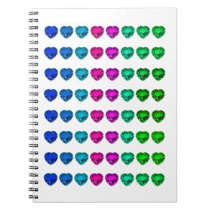 Colorful Heart Pattern Heart Gemstenen Notitieboek