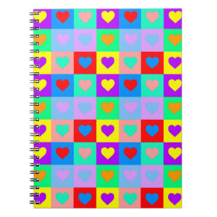 Colorful Heart Pattern Pop Art Notitieboek
