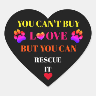 Colorful Heart Paw Drukt met woorden Tekkers Hart Sticker