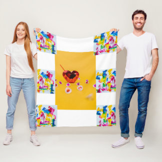 Colorful Heartbeat" Artistic Throw Fleece Deken