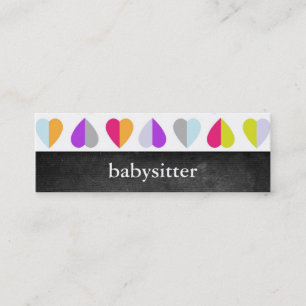 Colorful Hearts Babysitter Skinny Biz-kaarten Mini Visitekaartje