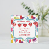 Colorful Hearts Bunco Invite Kaart (Staand voorkant)