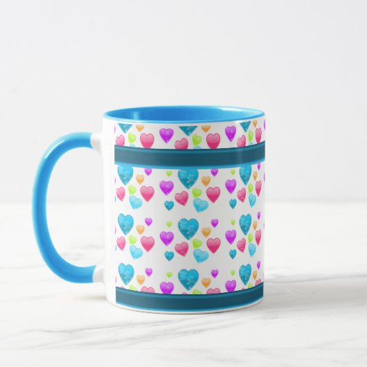 COLORFUL HEARTS COFFEE MOK (Links)