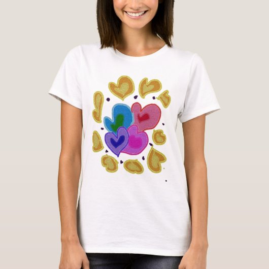 Colorful Hearts Design T-shirt (Voorkant)