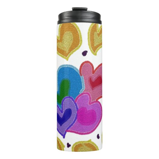 Colorful Hearts Design Thermosbeker (Voorkant)