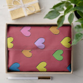 Colorful Hearts over rood-weefselpapier Tissuepapier (Geschenk)