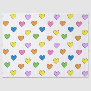Colorful Hearts over whitepaper Tissuepapier