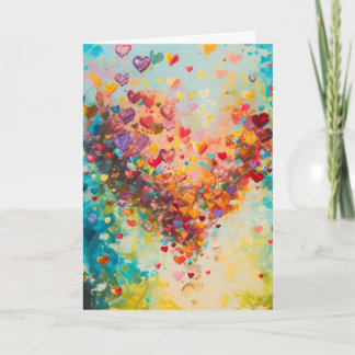 Colorful Hearts Paint Art Romantic Love Kaart