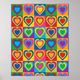 Colorful Hearts Poster
