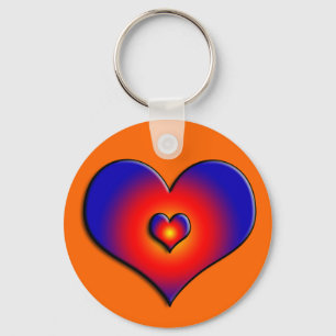 COLORFUL HEARTS, rood blauw sinaasappel Sleutelhanger