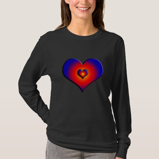 COLORFUL HEARTS, rood blauw T-shirt (Voorkant)
