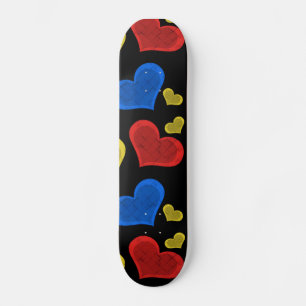 Colorful Hearts Skateboard