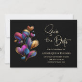 Colorful Hearts Wedding Save the Date (Devant)