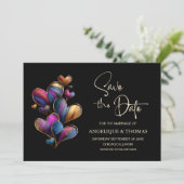 Colorful Hearts Wedding Save the Date (Debout devant)