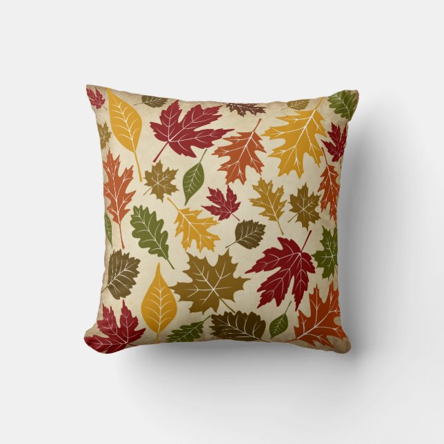 Colorful Herfst Autumn Tree Leaves Pattern Kussen (Voorkant)