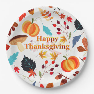 Colorful Herfst Design Happy Thanksgiving Papieren Bordje