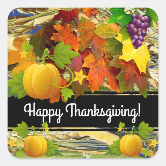 Colorful Herfst Happy Thanksgiving Sticker (Voorkant)