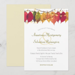 Colorful Herfst Leaf String Lights Wedding Ceremon Kaart