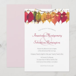 Colorful Herfst Leaf String Lights Wedding Ceremon Kaart