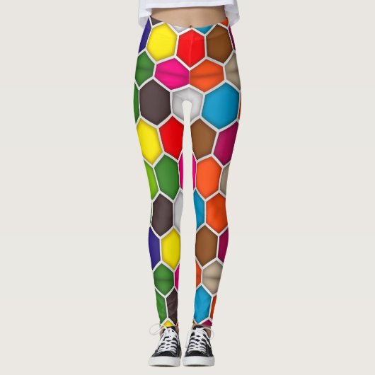 Colorful Hexagon Paint Palette Leggings (Voorkant)