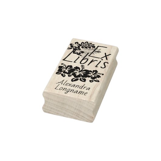 Colorful Hibiscus Ex Libris Bookplaat Rubberstempel (Stempel)