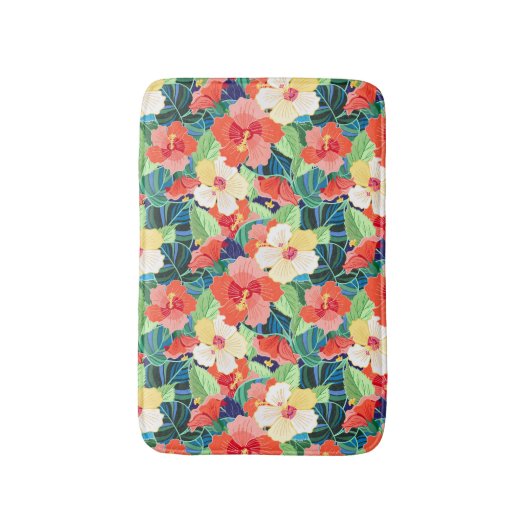 Colorful Hibiscus Pattern Badmat (Voorkant Verticaal)
