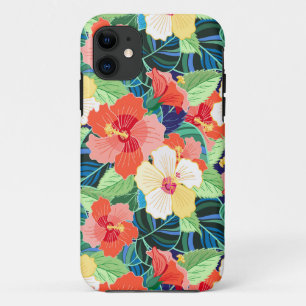 Colorful Hibiscus Pattern iPhone 11 Hoesje