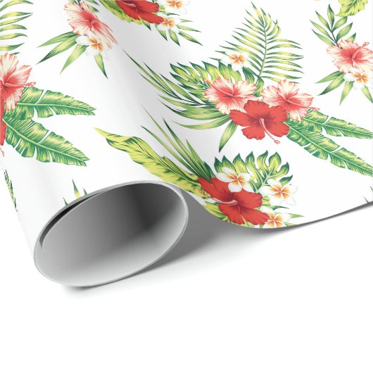 Colorful Hibiscus Pattern Custom Background Cadeaupapier (Rol Hoek)
