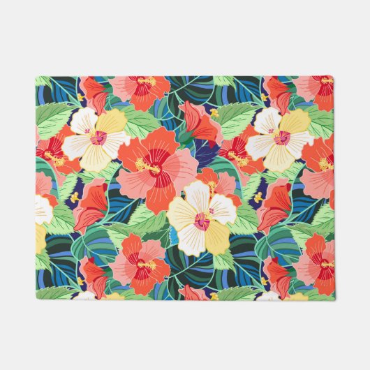 Colorful Hibiscus Pattern Deurmat (Voorkant)