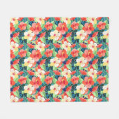 Colorful Hibiscus Pattern Fleece Deken (Voorkant (Horizontaal))