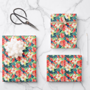 Colorful Hibiscus Pattern Inpakpapier Vel