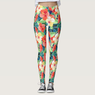 Colorful Hibiscus Pattern Leggings
