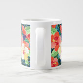 Colorful Hibiscus Pattern | Monogram Extra Grote Mok (Achterkant)