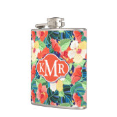 Colorful Hibiscus Pattern | Monogram Heupfles (Links)