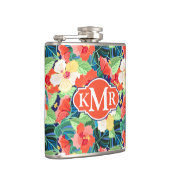 Colorful Hibiscus Pattern | Monogram Heupfles (Rechts)