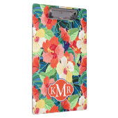 Colorful Hibiscus Pattern | Monogram Klembord (Rechts)