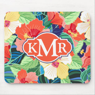 Colorful Hibiscus Pattern   Monogram Muismat