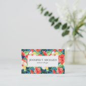 Colorful Hibiscus Pattern | Monogram Visitekaartje (Staand voorkant)