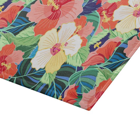 Colorful Hibiscus Pattern Snijplank (Hoek)