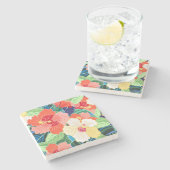 Colorful Hibiscus Pattern Stenen Onderzetter (Zijkant)