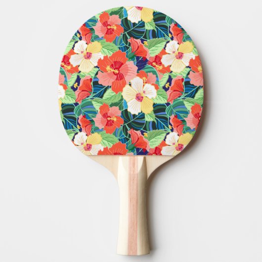 Colorful Hibiscus Pattern Tafeltennisbatje (Voorkant)