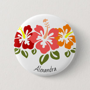 Colorful Hibiscus Trio Persoonlijk Ronde Button 5,7 Cm