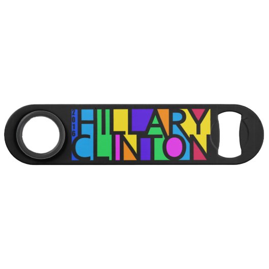 Colorful Hillary Clinton 2016 ouvre-bouteille pers (Devant (Horizontal))