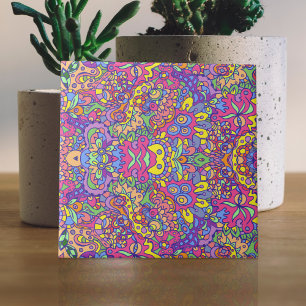 Colorful Hip Abstract Fantasy Doodles Patroon Tegeltje